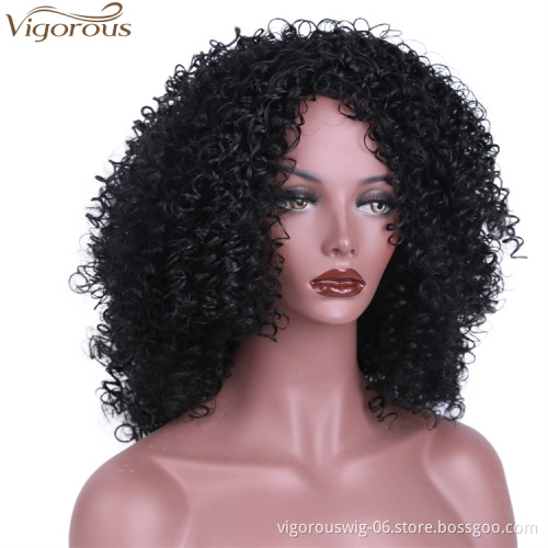 Vigorous Short Big Afro Kinky Curly Wigs for Black Women Premium Synthetic Hair Wigs Natural Looking Hair Replacement Wig